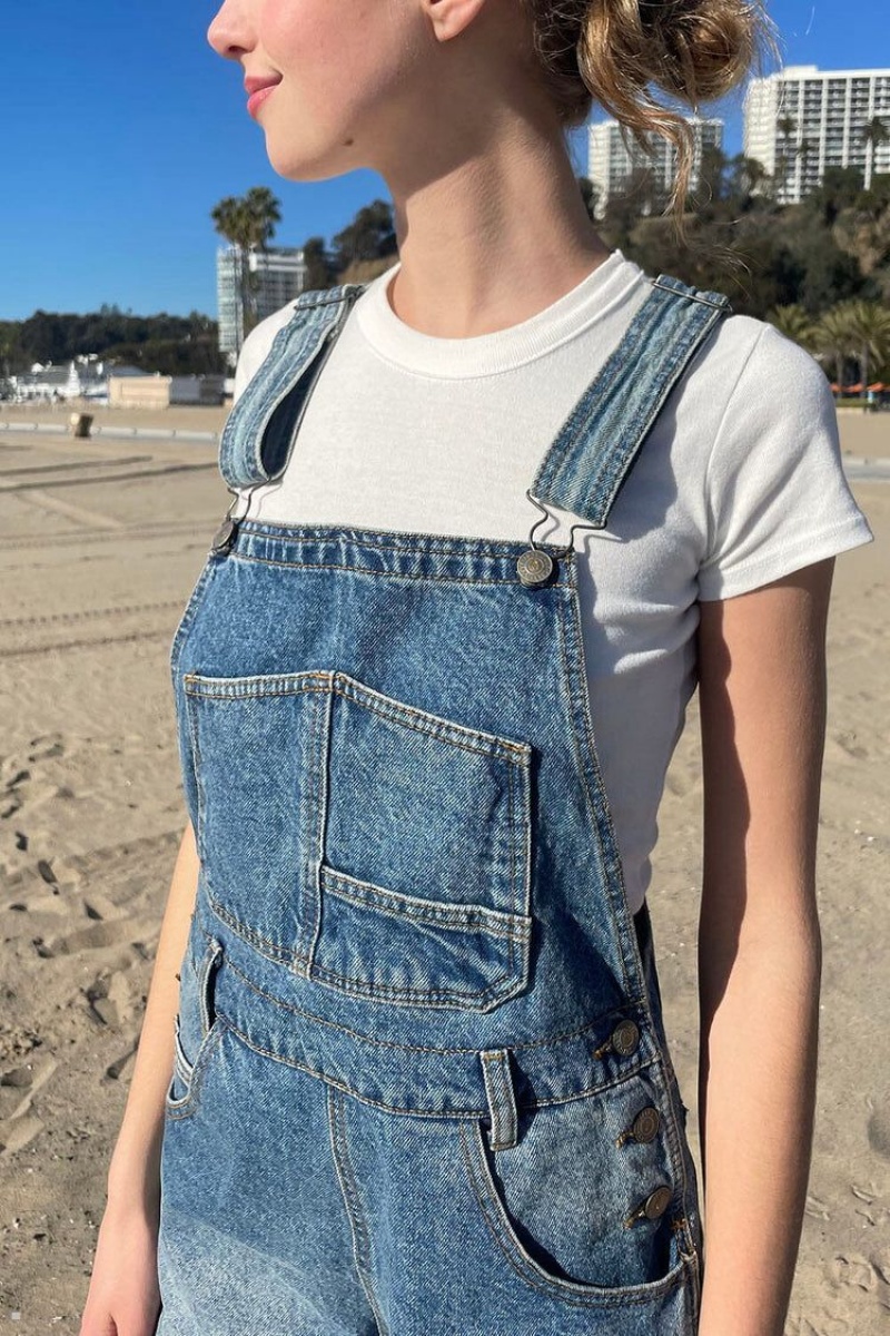 Short Brandy Melville Hayley Overall Bleu Foncé | OGR-89728210